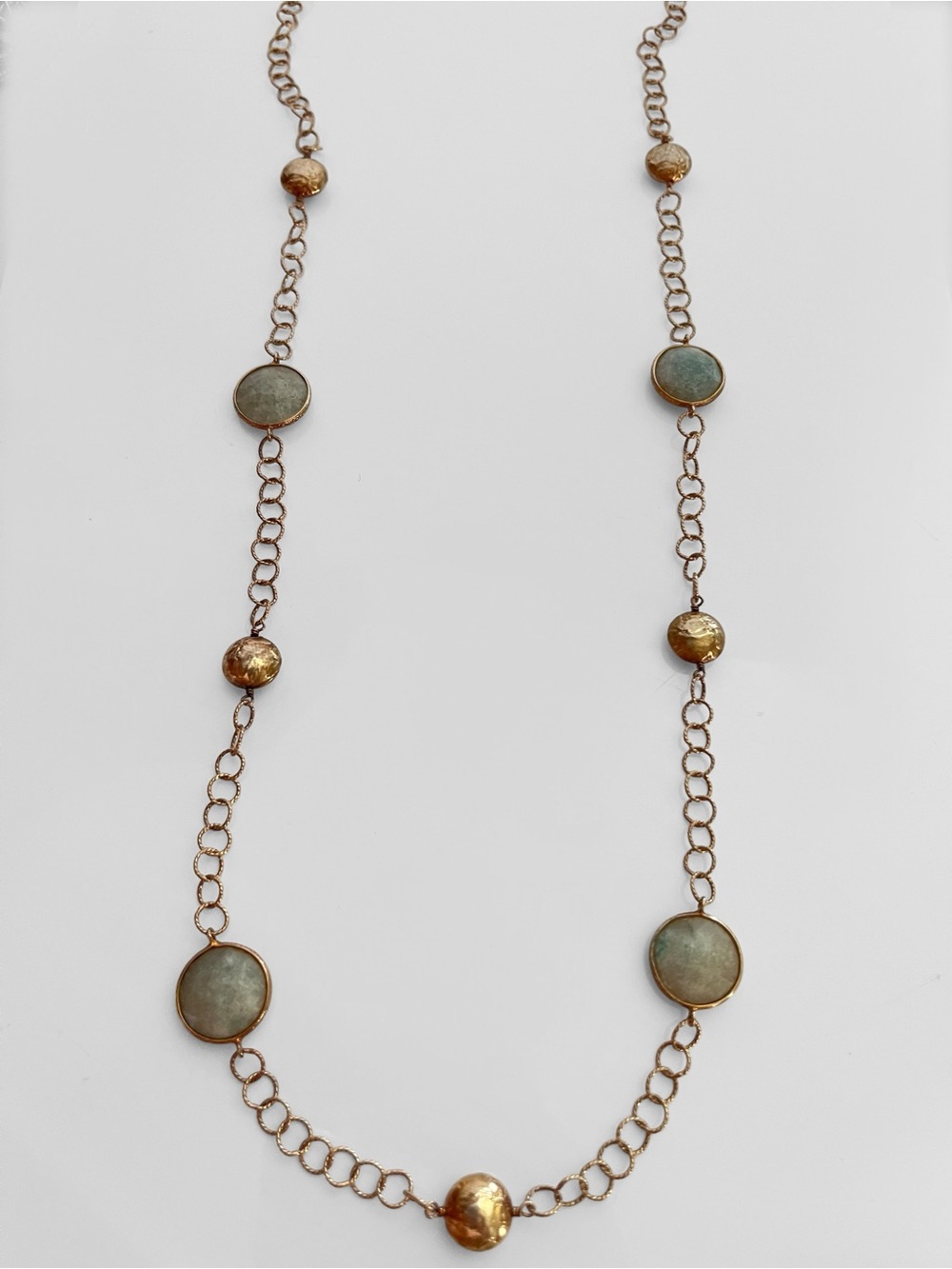 AV 925 Sterling Silver Aventurine Chain Link Station Necklace